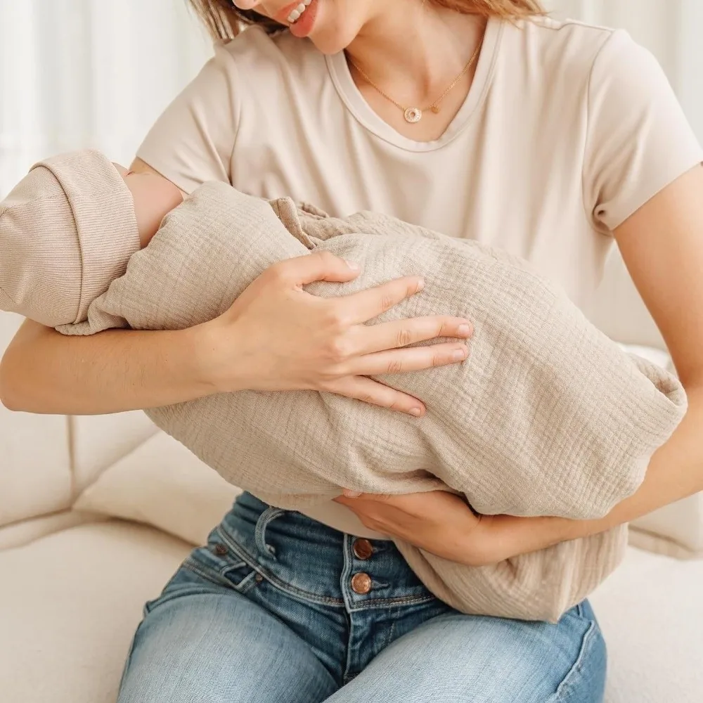 Solid Color Maternal Nursing Covers Comfortable Soft Breastfeeding Blanket 2 in 1 Stroller Blanket Feeding Clothes