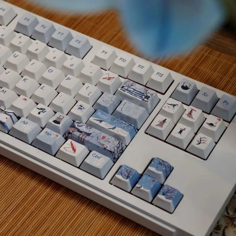Yimei Garden Theme Keycaps Set Customization PBT Sublimation Cherry Profile Keyboard Cap Mechanical Keyboard Accessories 140keys