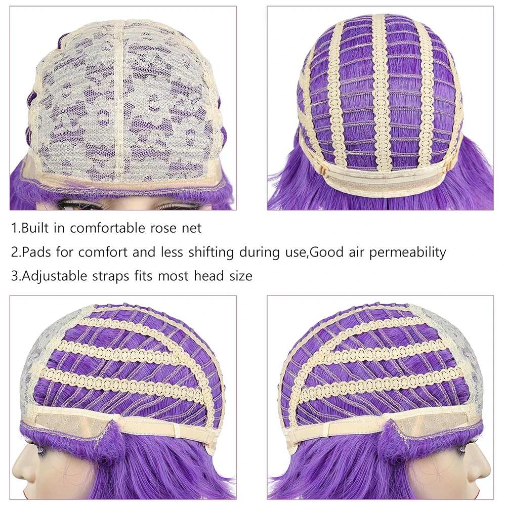 K-Pop شيطان هنتر رومي تأثيري الشعر الاصطناعية 47 بوصة انفصال ذيل حصان هالوين عيد الميلاد موضوع حفلة أنيمي الأرجواني شعر مستعار #3