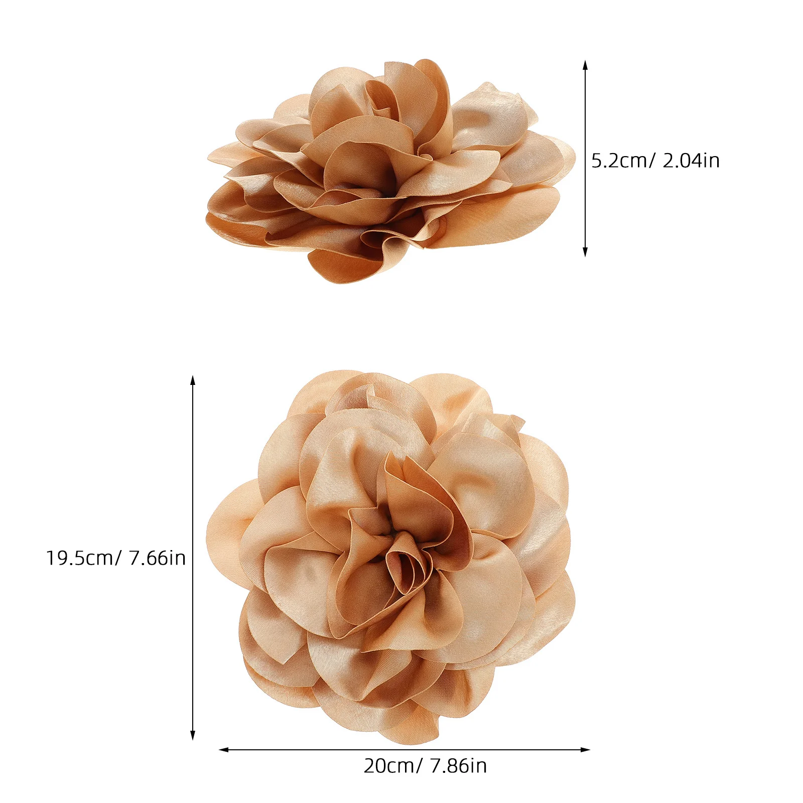 Broche de flor de tecido amarelo grande feito à mão, acessório floral elegante para vestidos femininos, banquete de casamento, roupas formais