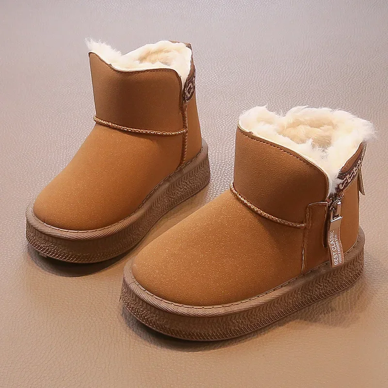 

2025 New Winter Classic Girls Boots Warm Plush Kids Fashion Causal Ankle Boots Thickened Versatile Kids Non-slip Snow Boots