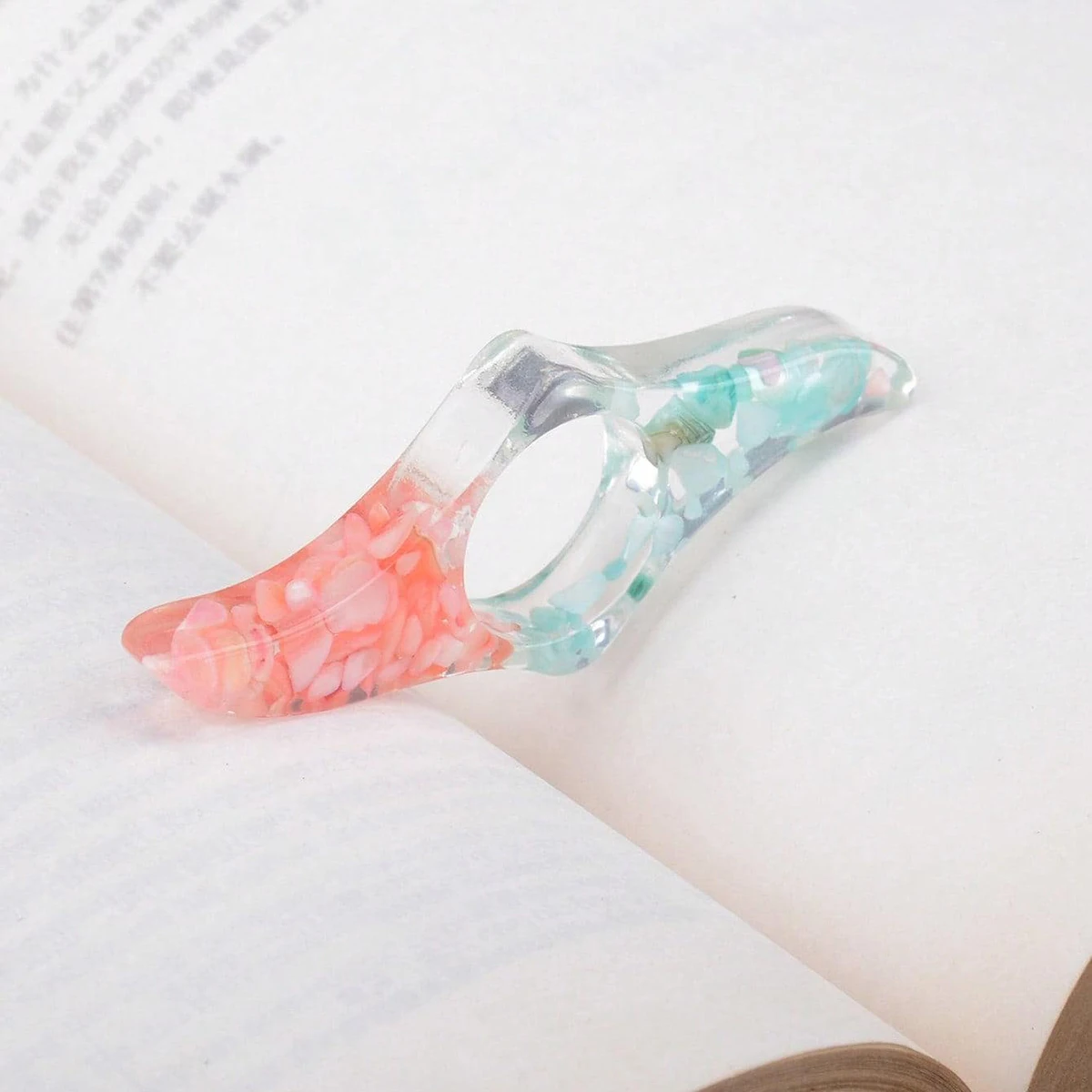 Multicolor Resin Stone Thumb Bookmark for Reading, Portable Study Aid, Student Book Accessory