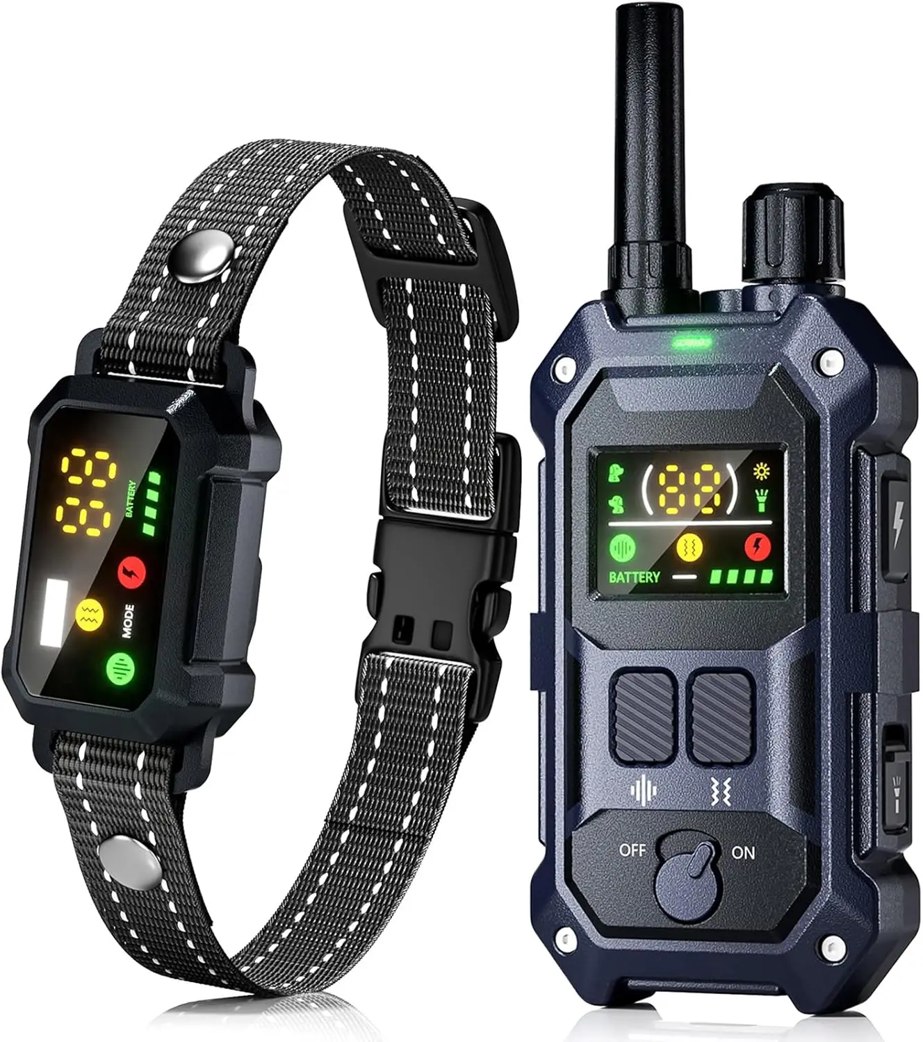 

Military Dog Shock Collar 4200ft Remote Training with 4 Modes, Flashlight, IP67 Waterproof, 3-Month Battery, for Dogs 5-150lbs (