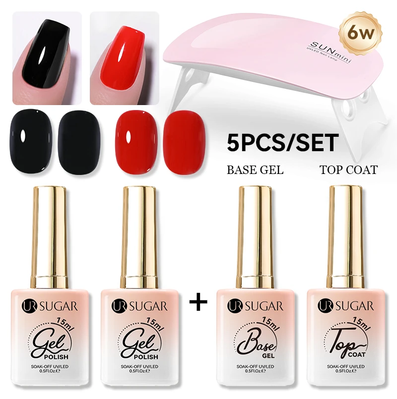 UR SUGAR マニキュアセット ネイル乾燥ランプ付き UV ネイルジェルポリッシュ 半永久ワニスベースジェルとトップコート ネイルアートキット