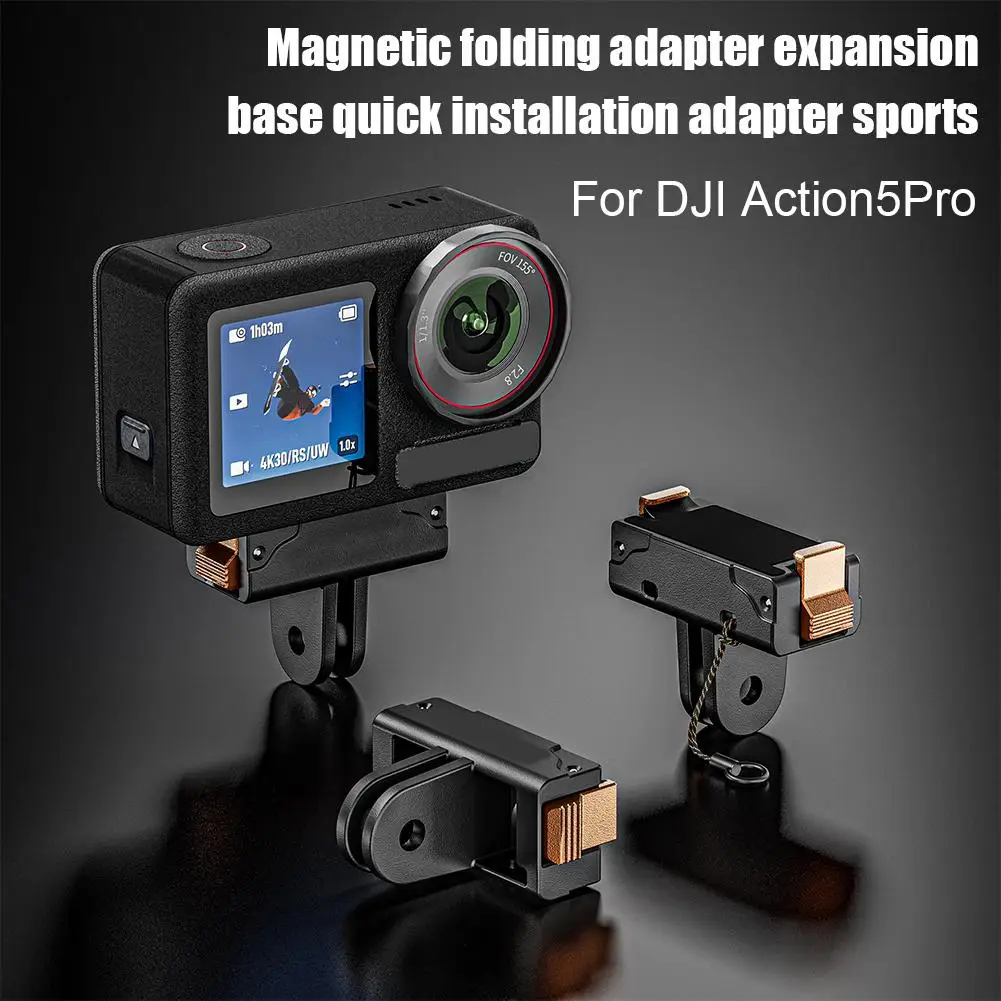 For DJI Action5 Pro Magnetic Folding Adapter Expansion Base Quick Install Adapter Sports Camera Accessories