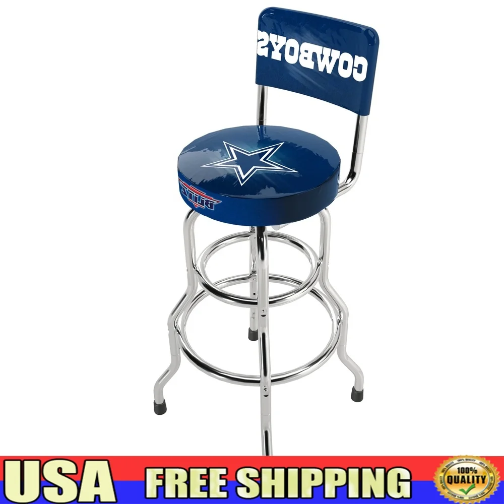 Adjustable Swivel Stool with Chrome Legs Comfortable Foam Padding Gaming Recreation Room Customizable Height 2 in 1 Design