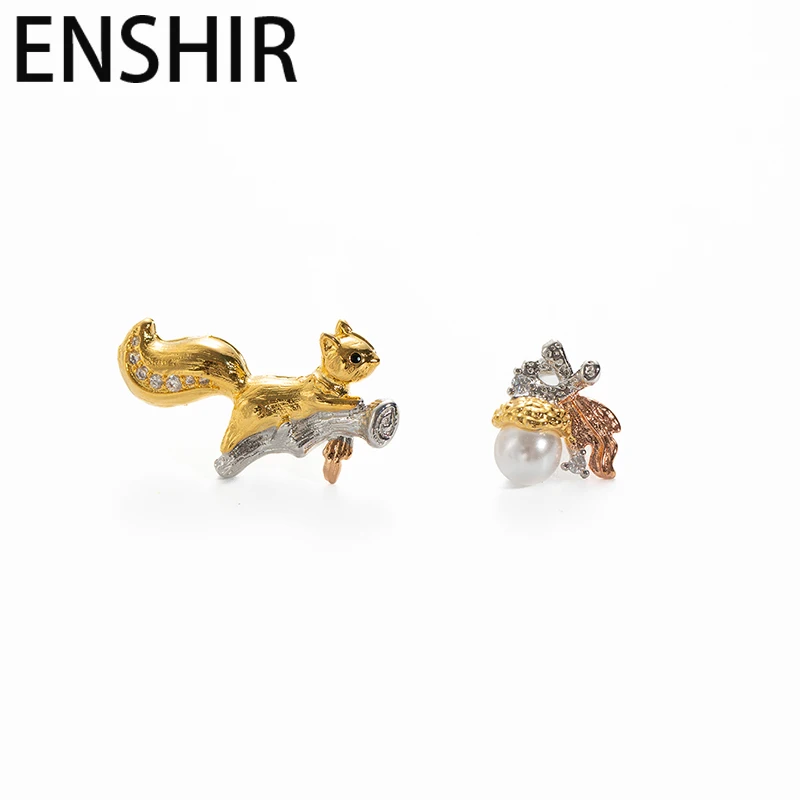ENSHIR-pendientes de perlas de avellana y ardilla para mujer y niña, diseño francés Vintage de lujo, joyería de animales bonitos, regalos al por mayor