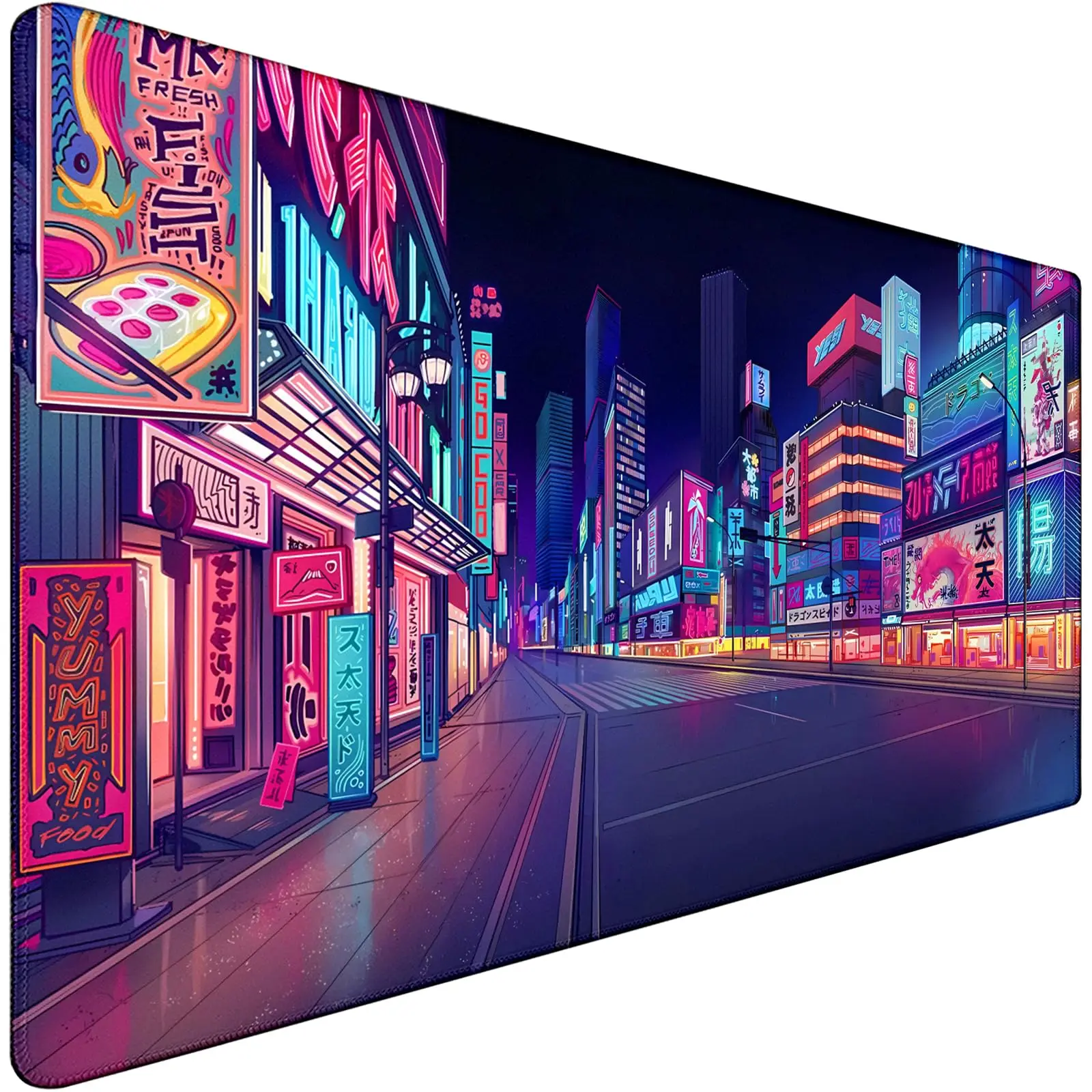 

Japanese City Big Desk Mat Large Office Desk Pad, Durable Extended Mouse Mat,Mousepad with Non-Slip Rubber Base & Stitched Edge