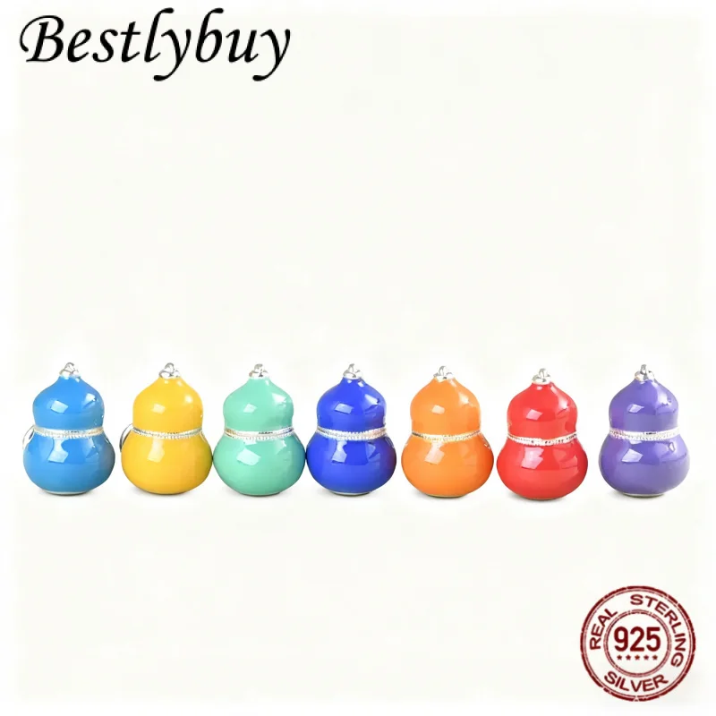 

990-футовый серебряный глазурованный полый кулон из цветной тыквы Fulu для мужчин и женщин, модные и милые ювелирные изделия, аксессуары «сделай сам»