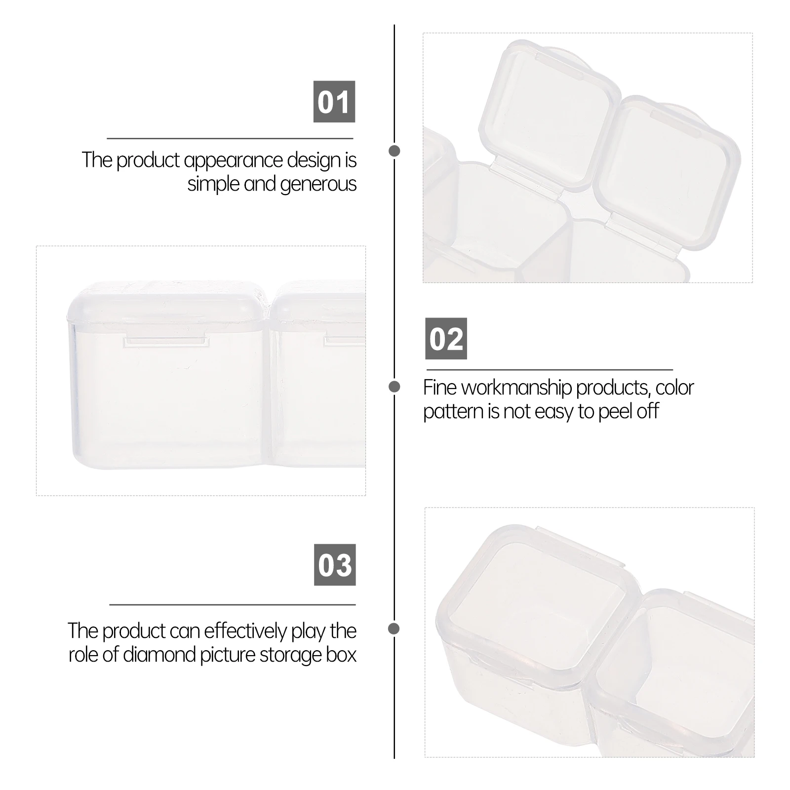 

20pcs Box Bead Boxes 4 Compartments Containers White Plastic Jewelry Storage Sequins Box Glitter Powder