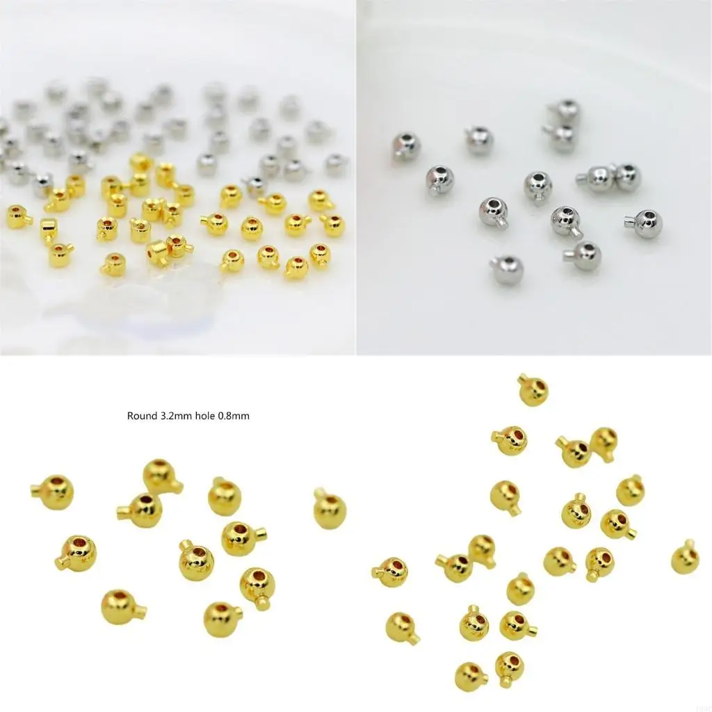 195C 20pcs Round Bead Fastener for Handcrafted Necklaces Positioning Bead for Jewelry