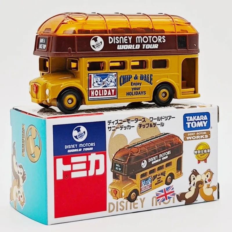 TAKARA TOMY Disney Bus Chip and Dale Alloy Car Model Toy Collection Gift Car toys, children's gifts