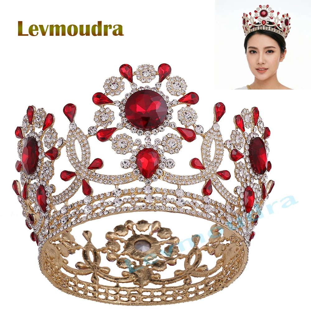 

Levmoudra Women Round Crystal Pageant Tiara Pageant Queen Crown for Women Wedding Headband for Bride Hair Accessories