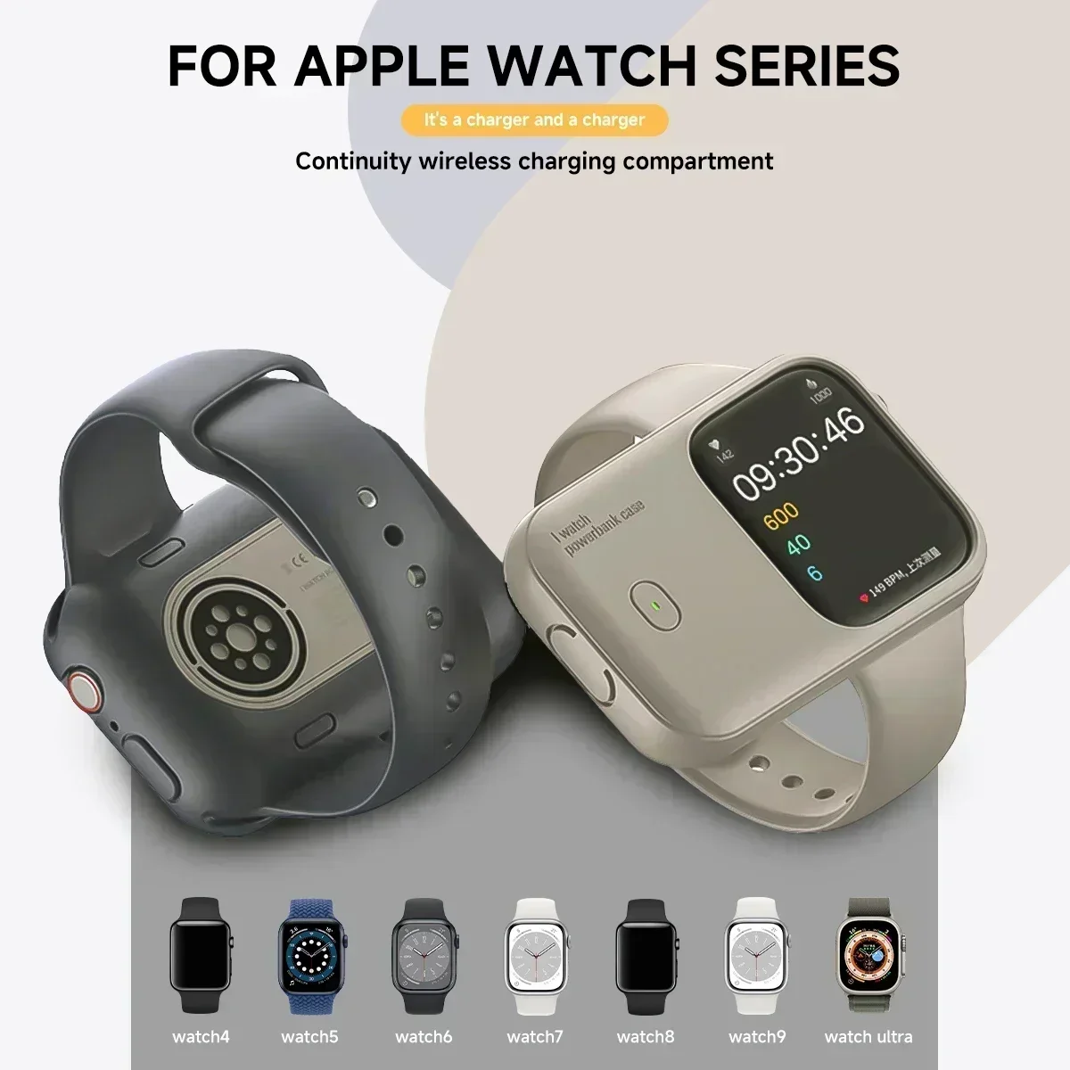 Портативное беспроводное зарядное устройство, запасная батарея емкостью 1200 мАч, устройство Powerbank для Apple Watch8 7 6 5 4 SE Ultra для iWatch, чехол для быстрой зарядки