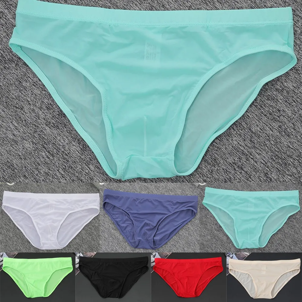 Tanga masculina de seda gelada, cintura baixa para roupa íntima ultra macia com costas em T, material respirável para conforto durante todo o dia