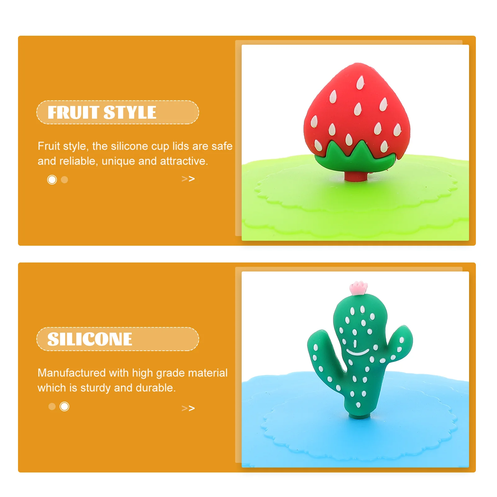 

6pcs Silicone Cup Lids 10cm Fruit Shaped Dustproof Leak Proof Covers Strawberries Cactus Avocado Bar Supplies