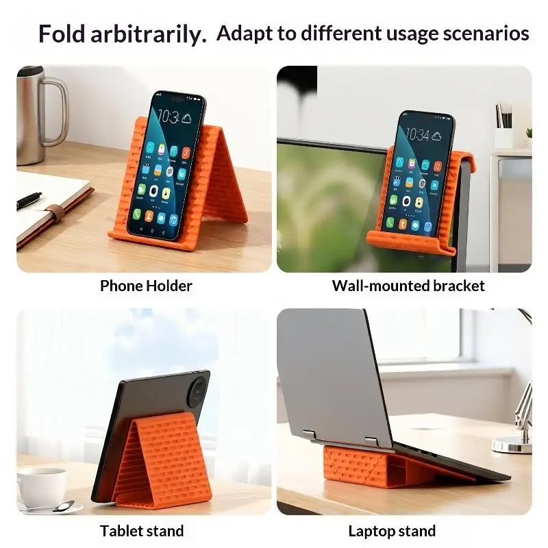 Creative Flexible Foldable Transforming Silicone Stand Travel Office Portable Silicone Desktop CellPhone Tablet Holder