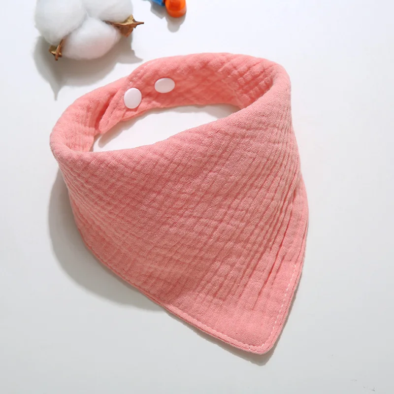 Écharpe triangulaire en coton doux, couleur unie, bavoir à bouton-pression, bave d'alimentation pour bébé, serviette de salive, Bandana, tissu de rot, articles pour bébé
