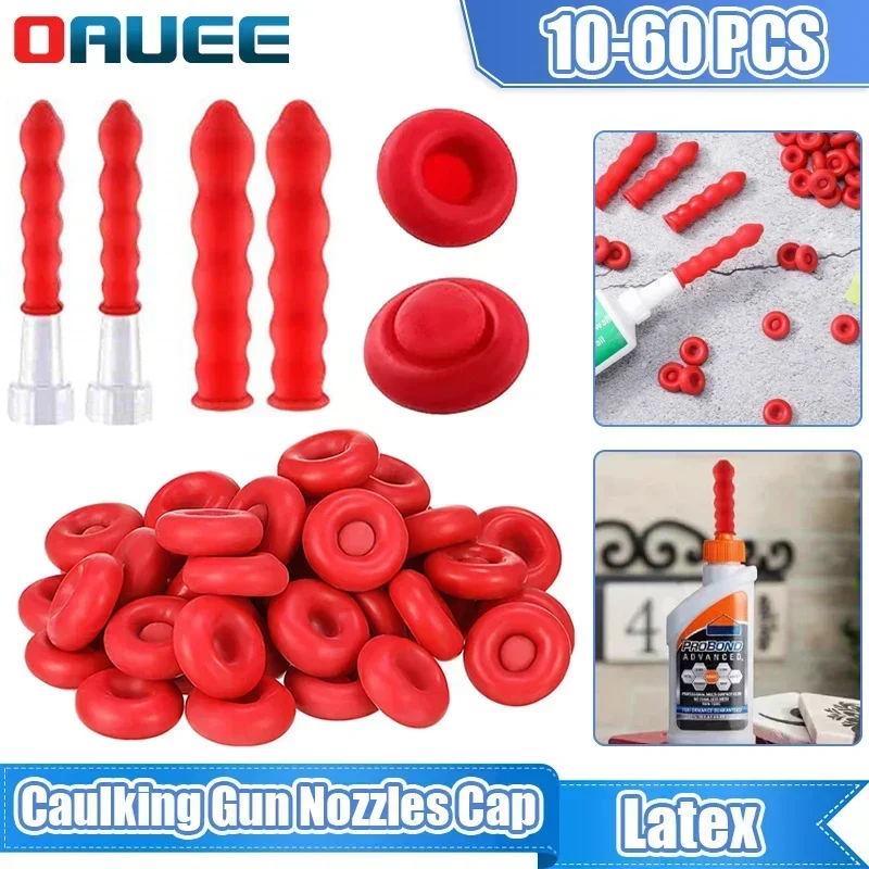 10-60pcs Protective Case Caulking Gun Nozzles Silicone Preserving Cover Glass Glue Tip Sealing Cap for Sealing Preserving Tool