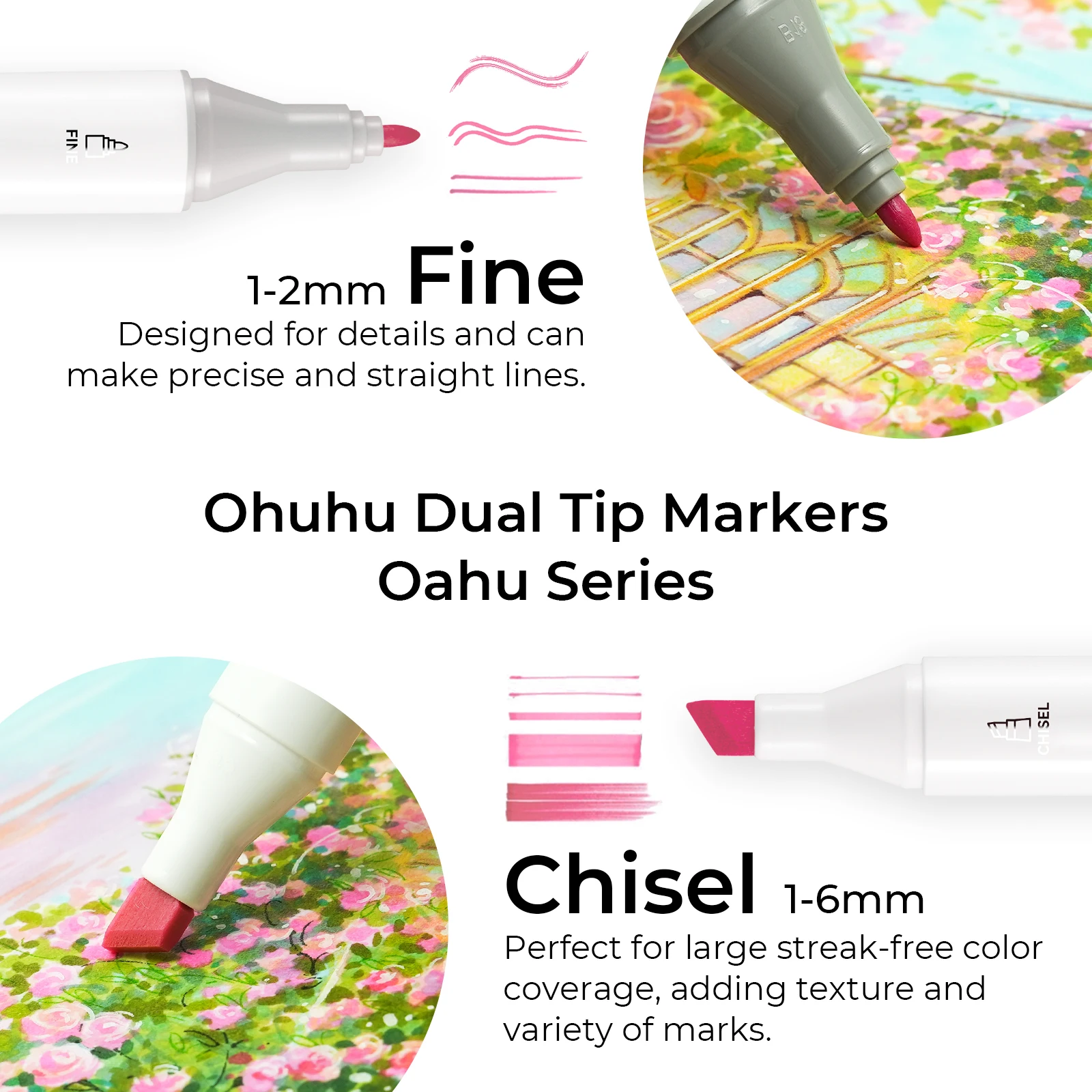 Ohuhu Oahu 48 Pastel Colors Marker Pen Set Alcohol Art Markers Dual Tips Felt Pen Sketching Drawing Graffiti Manga School Art