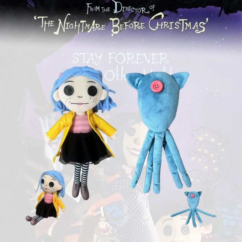 28cm Coraline Plush Stuff Cartoon Figure Collection Kawaii Squid Soft Doll Pillow Bedroom Decoration Christmas Gifts Toy for Kid