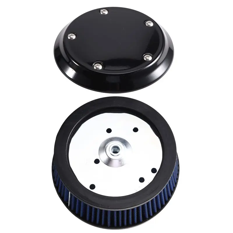 A48P-Black Air Cleaner Cove& 6 Hole Filter Element For Harley Dyna Softail Touring 1999-2016 Trike 08-16 Motorcycles Blue