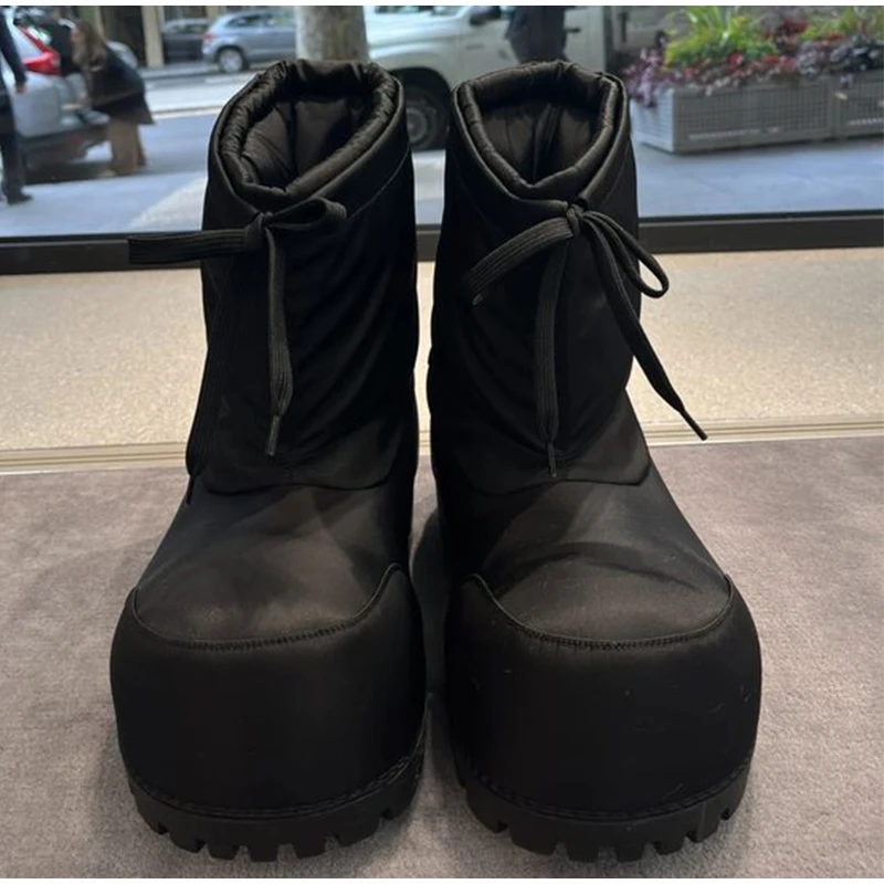 Fashion High Heels Snow Boots Women Thick Bottom Big Head Design Calf Boots Waterproof Platform Ankle Boot Ladies Shoes Winter