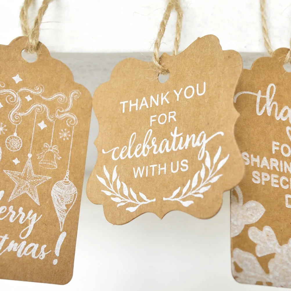 100pcs Kraft Paper Tags Durable Simple Classic for Wedding Party Food Package Gifts with Strings Scrapbooking