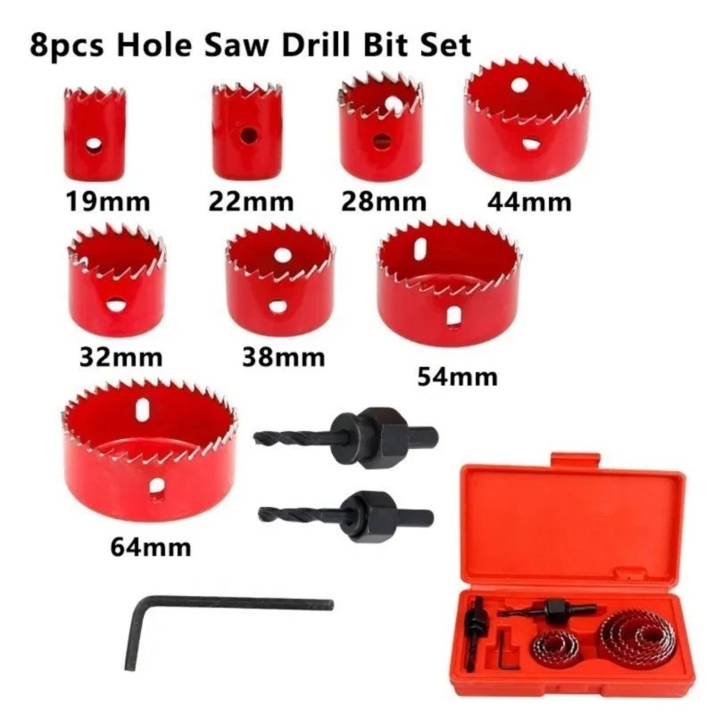 Durable 19-64mm Hole Set with Carrying Case for Accurate Cuts in and Plastic Multipurpose Set KXRE