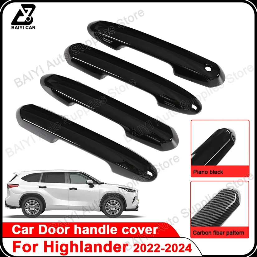 

4 Pcs Snap-on glue-free door handle for Toyota Highlander 2022-2024 Left-hand drive,Door handle protection parts,Car accessories