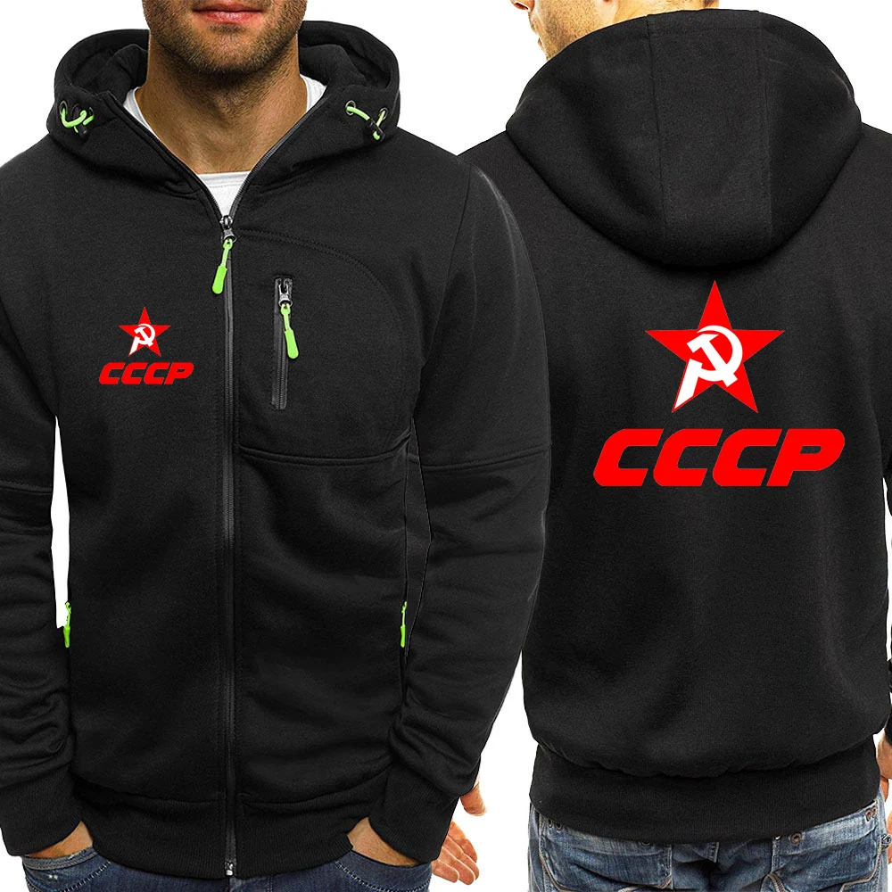 

CCCP Russian 2024 Men New USSR Soviet Union Printed Spring and Autumn Casual Hot Sale Zipper Hooded Classics Versatile Coat Tops