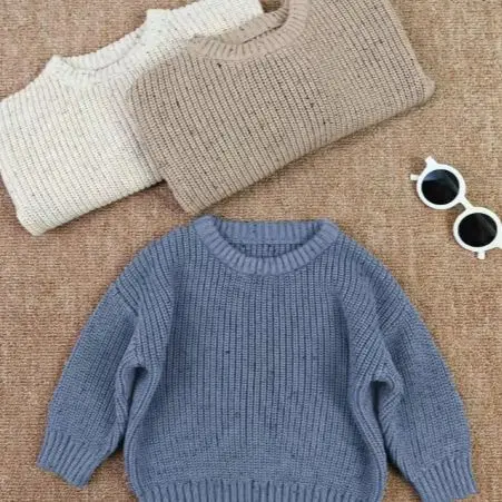 

Autumn Baby Girls Boys Sweaters Coat Cotton Round Neck Base Sweater Children's Color Dot Loose Knit Sweater Color Basic Cotton L