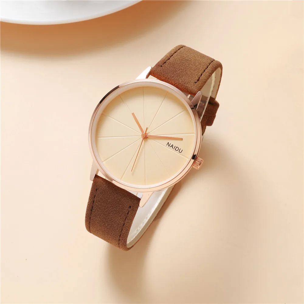 2pcs/set fashion simple pu leather women quartz casual watch