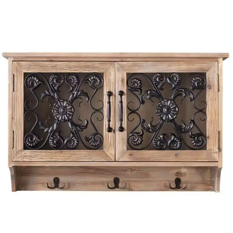 Wabi-sabi style wall-mounted american wall hanging cabinet restaurant wall-mounted locker french storage wall