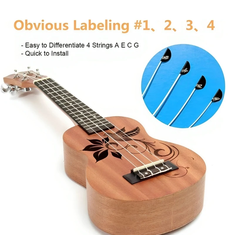  5 Set Universal Replacement Strings Nylon Ukulele Strings and 10Pcs Felt Picks Ukulele Accessories Easy to Install