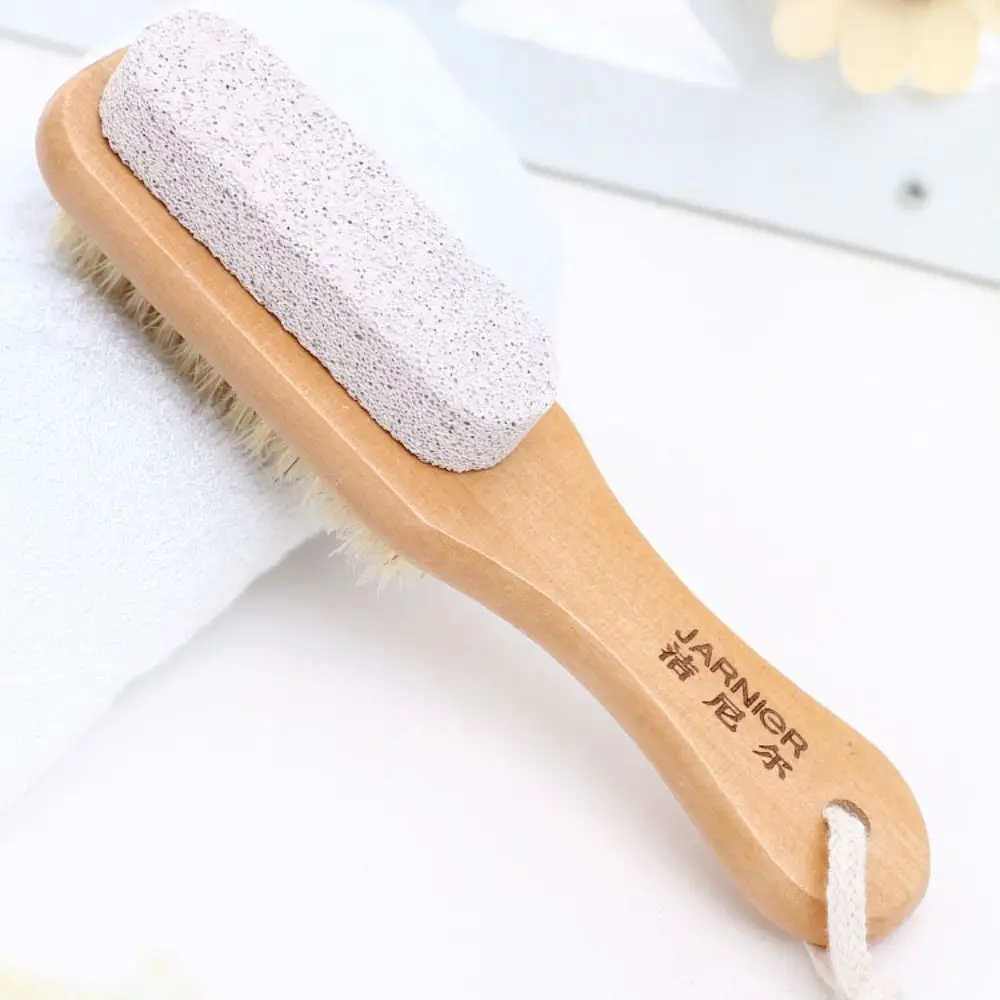 Natural Bristle Foot Massage Brush Two-sided Pumice Stone Brush Pedicure Machine Foot Care Tool Exfoliating Dead Skin