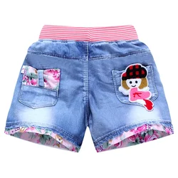 Pantaloni per bambini Estate Bambini Pantaloncini corti di jeans per ragazze Moda Principessa Jeans Pantaloni per bambini Pantaloncini per ragazze Abbigliamento per ragazze di fiori