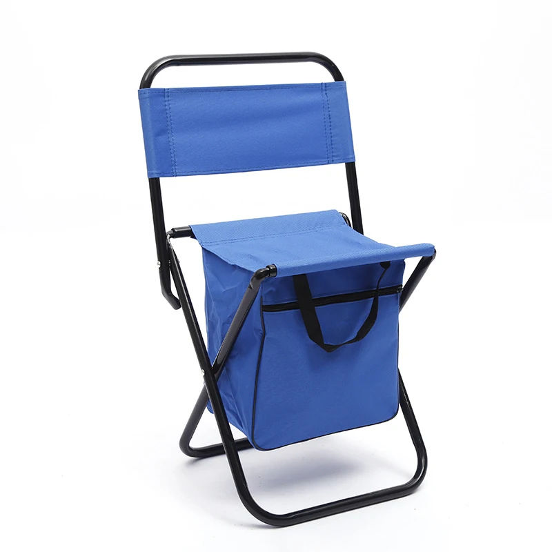 Camping Chair Stool with Backrest Portable Lightweight Chair with Carry Bag, Storage Organizer for Beach Fishing, Red, Blue