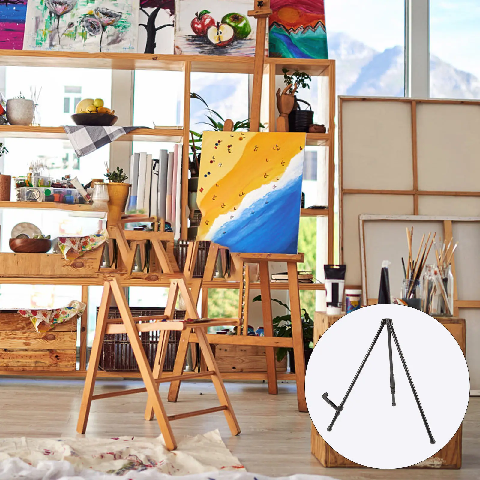 Mini Folding Iron Painting Easel Portable Stable Lightweight Display Stand for Photos Cards Art Exhibits Classroom Use