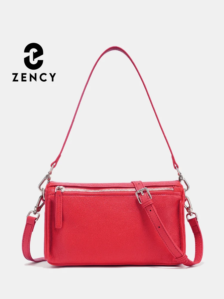 

Zency Simple Red Women's Genuine Leather Bag Purple Handbag Female Shoulder Crossbody Ladies Sheepskin Bag 2025 Autumn Winter