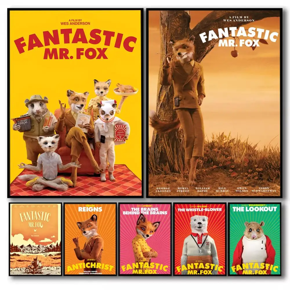 ملصق فيلم The Fantastic Mr. Fox ملصق مثالي ذاتي اللصق لمكتب المسرح المنزلي ديكور فني جداري هدية رائعة