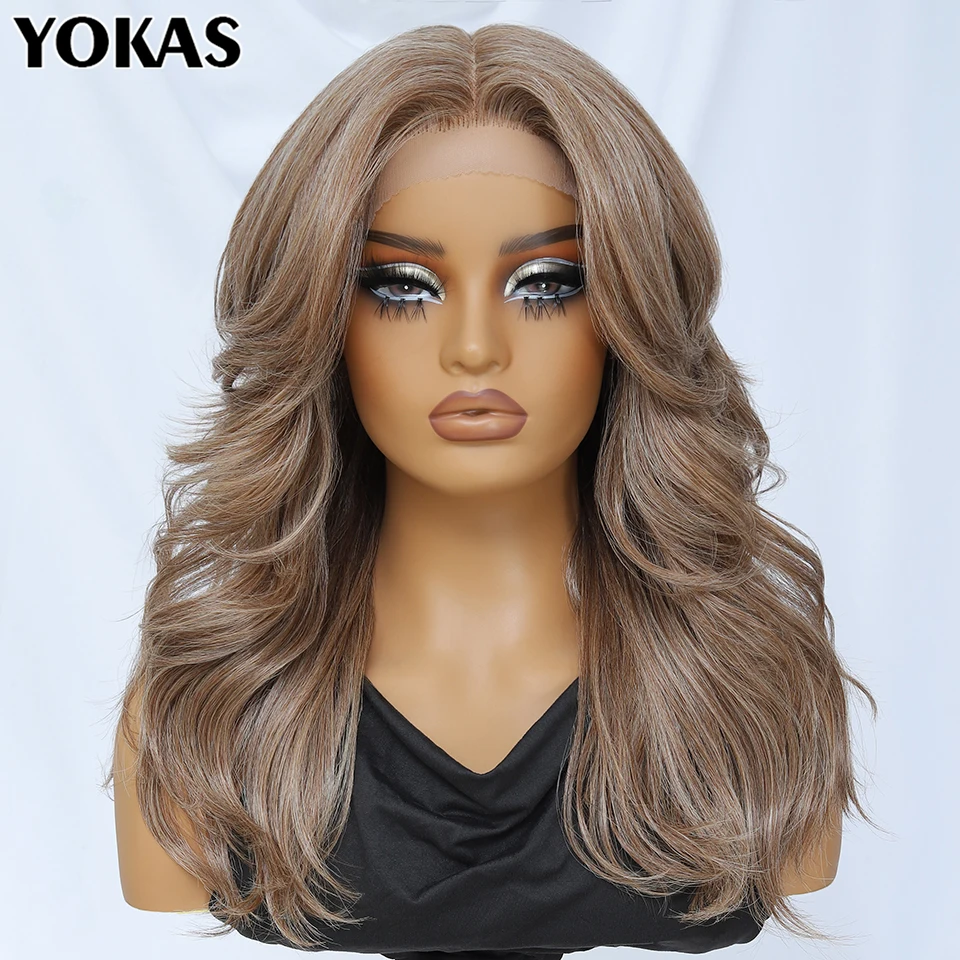 18 Inch Synthetic Lace Front Wig Body Wave For Afro Women T Part Lace Front Wig High Temperature For Black Female With Baby Hair