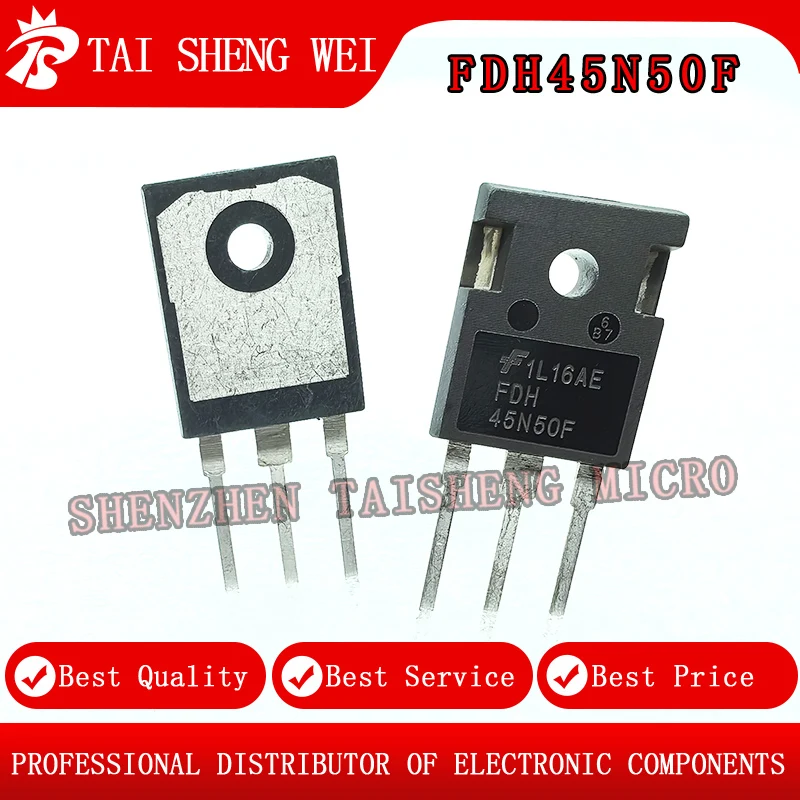 3PCS New FDH45N50F FDH 45N50F TO-247 High Power Power Supply MOS Tube Brand New 500V 45A One-Stop BOM Matching
