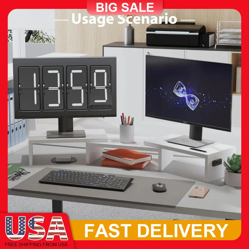 

Dual Monitor Stand Riser with Storage Adjustable Length Swivel Angle Desktop Organizer for PC Laptop Printer Ergonomic Workspace