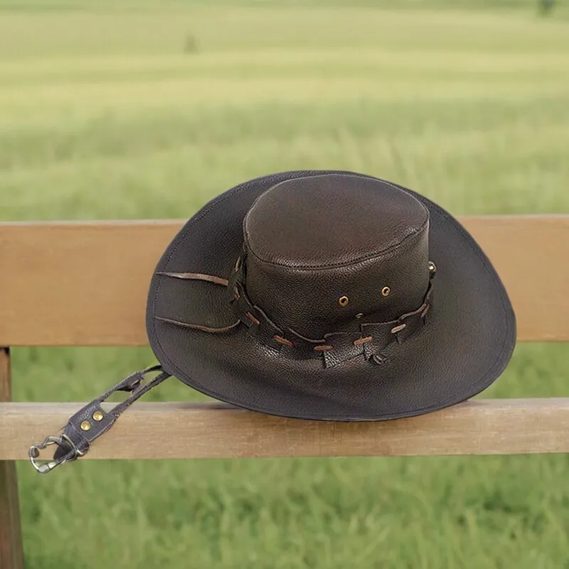 Handmade custom-made leather sunshade travel outdoor cowhide hats