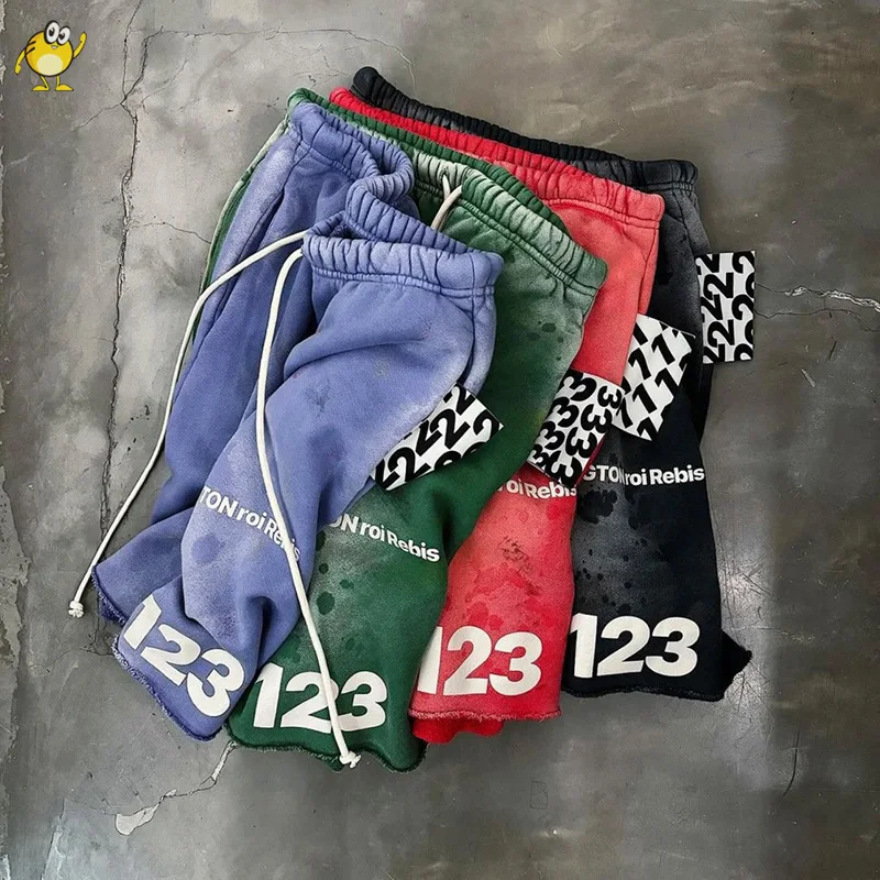 

RRR123 Shorts Green Red Grey Blue Heavy Fabric Washed High Street Loose Hip Hop Best Quality Men Woman Joggers