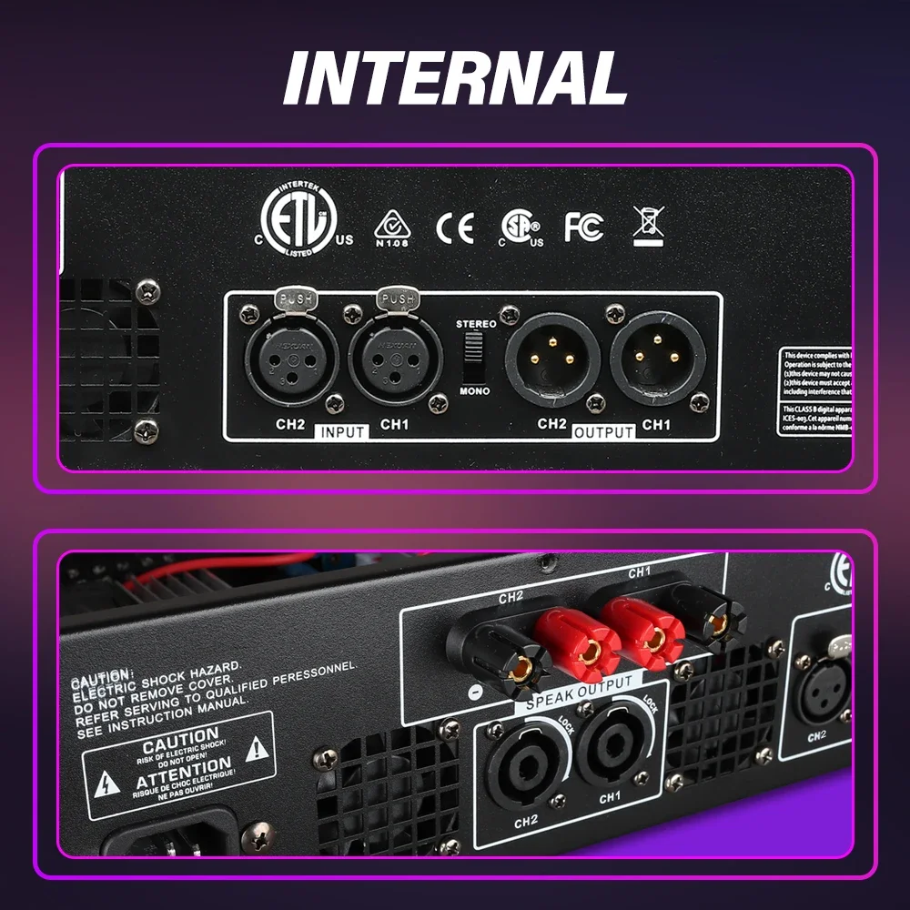 Amplificador de potencia profesional 2 canales 4 ohmios 800W * 2 Clase D amplificador de potencia Digital de Audio adecuado para actuaciones en escenario de DJ