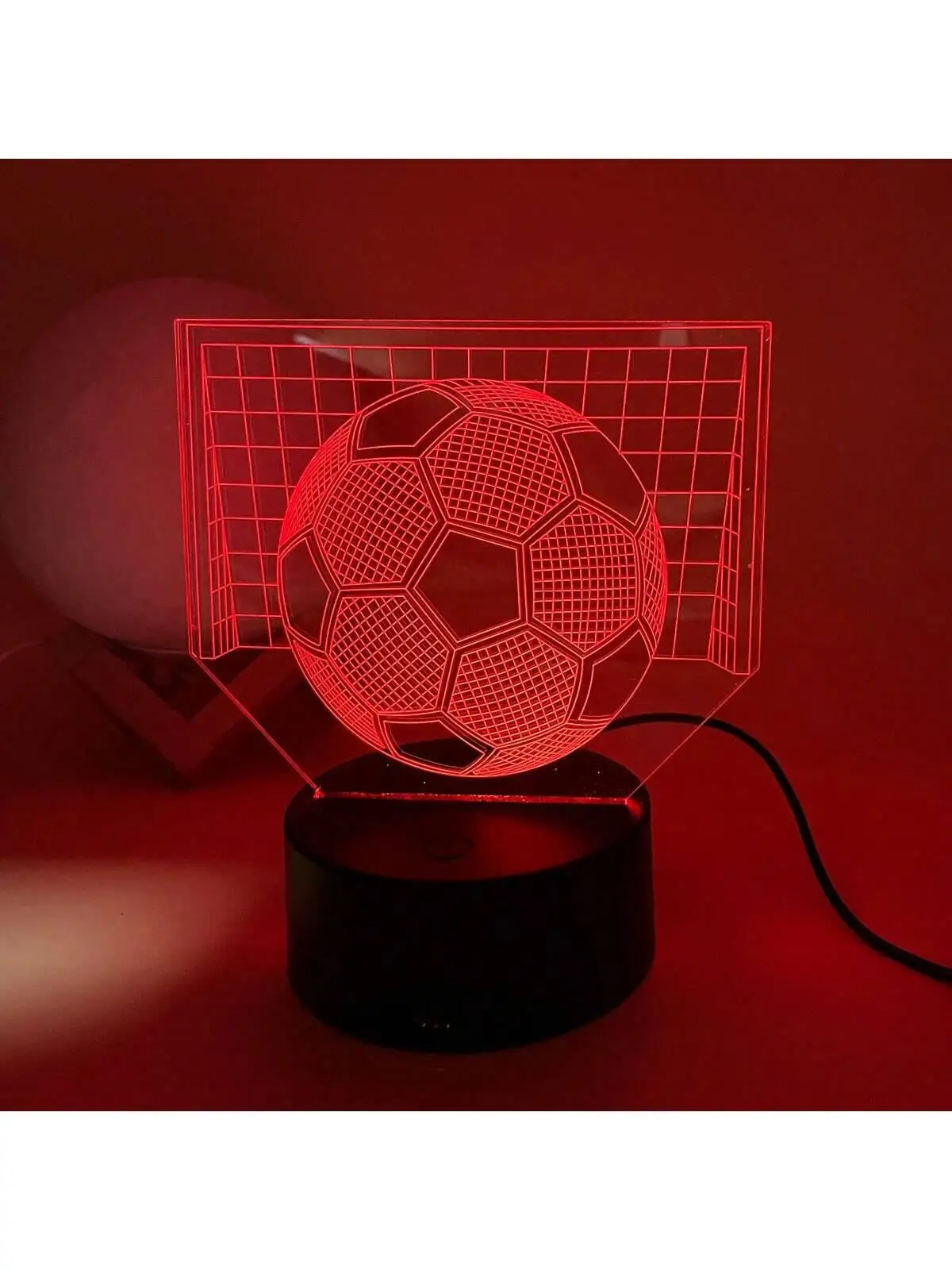 1pc Football 3D Night Light, 3D Optical Illusion Lamp With Touch, 7-Color Changing Ambient Light For Bedroom