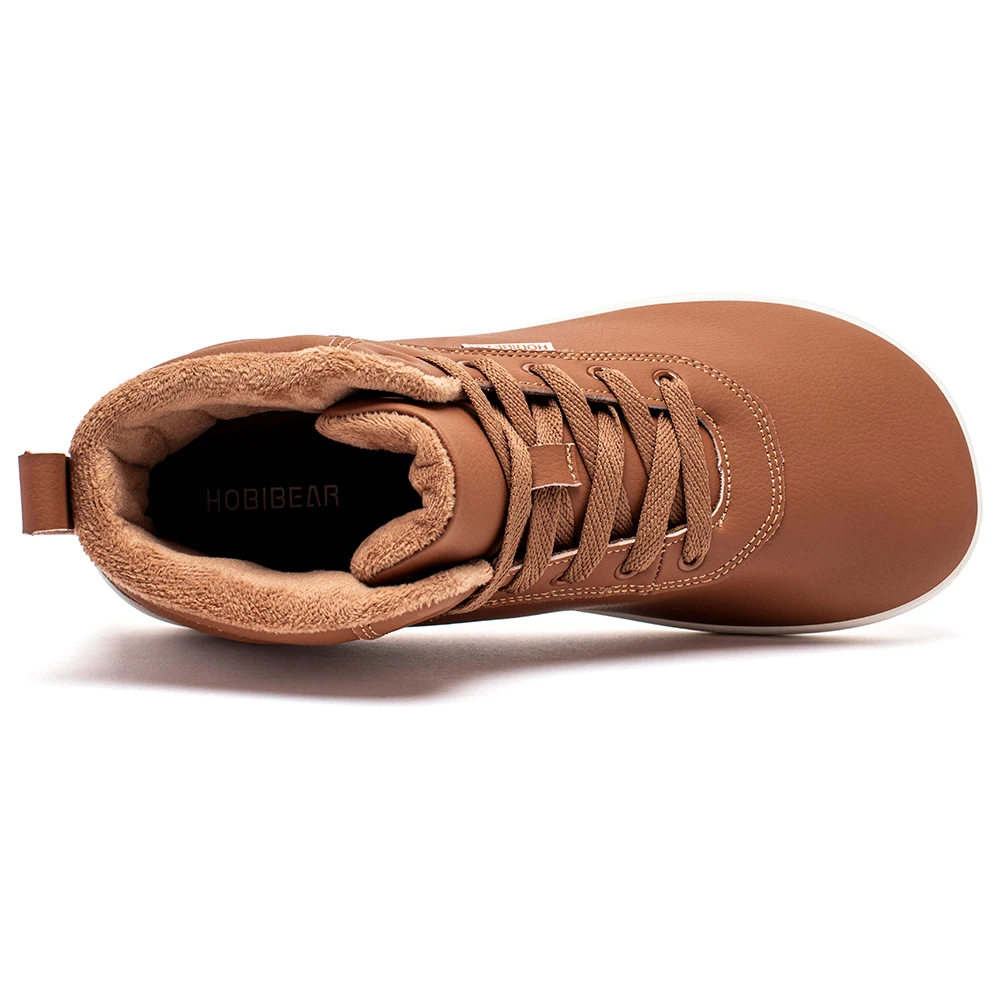 HOBIBEAR للجنسين الشتاء بيرفوت أحذية أطفال واسعة تو صندوق فو الفراء اصطف الكاحل أحذية رياضية الجلود الاصطناعية مطابقة الأسرة الأحذية