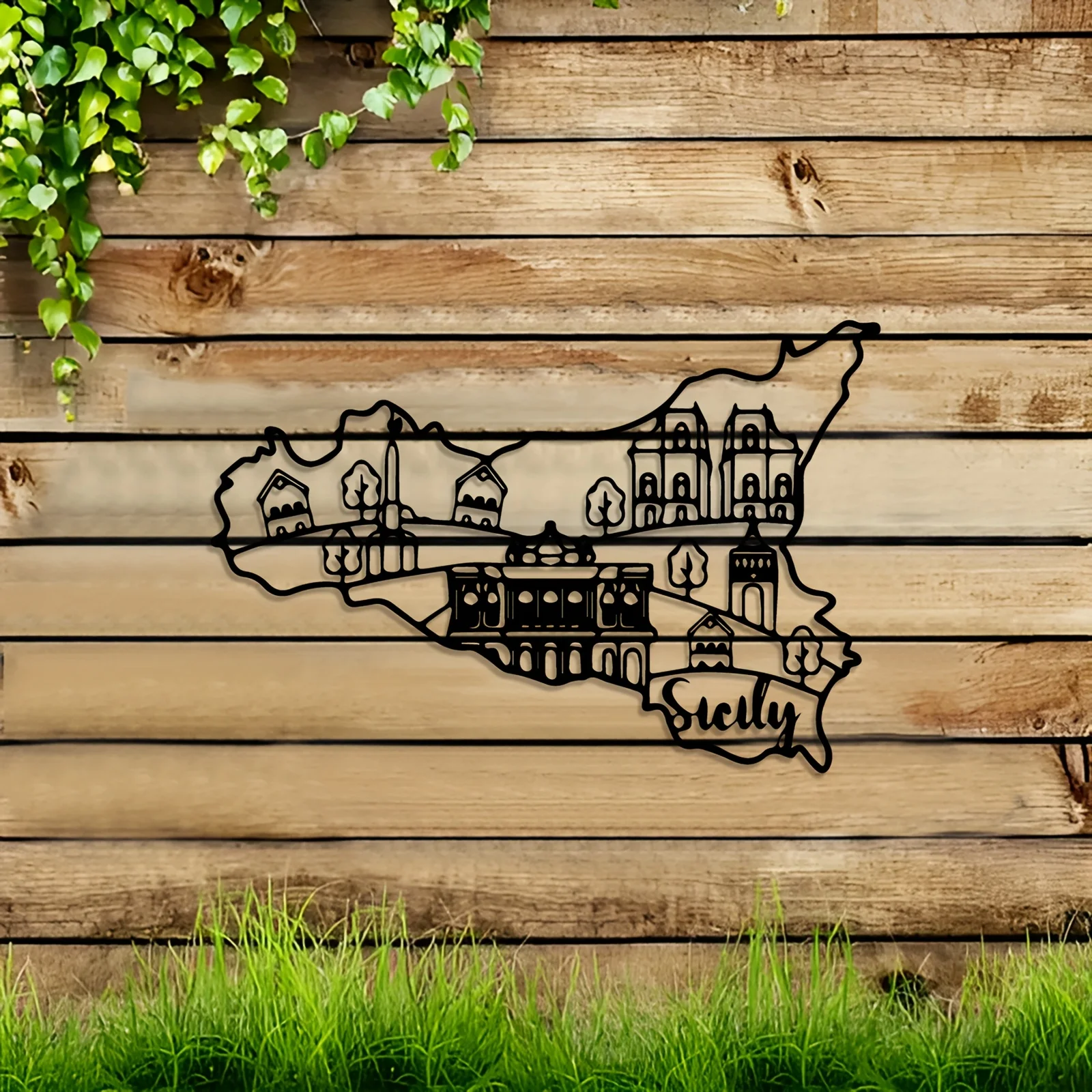 CIFbuy Art mural en métal, sculpture de carte de l'Italie, décoration murale moderne pour la maison et le bureau, cadeau d'intérieur en fer noir